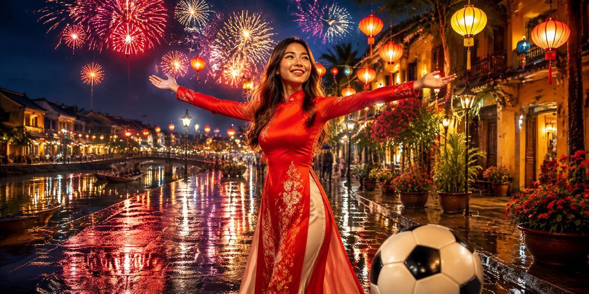 Người hâm mộ bóng đá cá cược trực tuyến tại Hội An với trang phục áo dài truyền thống