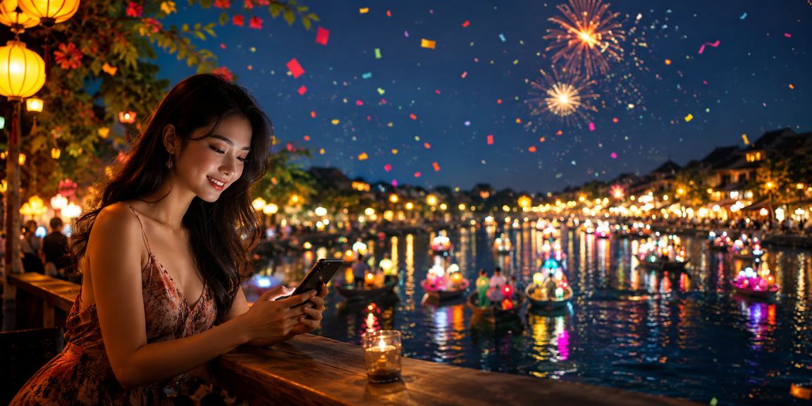 Người dùng tại Hội An trải nghiệm casino di động q10 bên ly cà phê